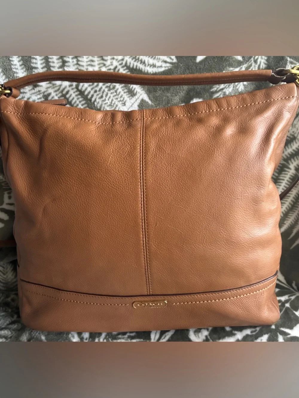 Coach Pebbled Leather Shoulder Bag in Cognac